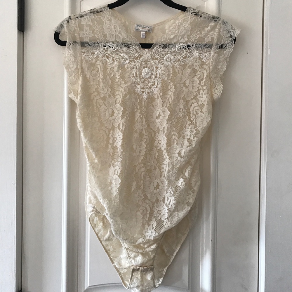 Vintage Dior Ivory Lace Bodysuit